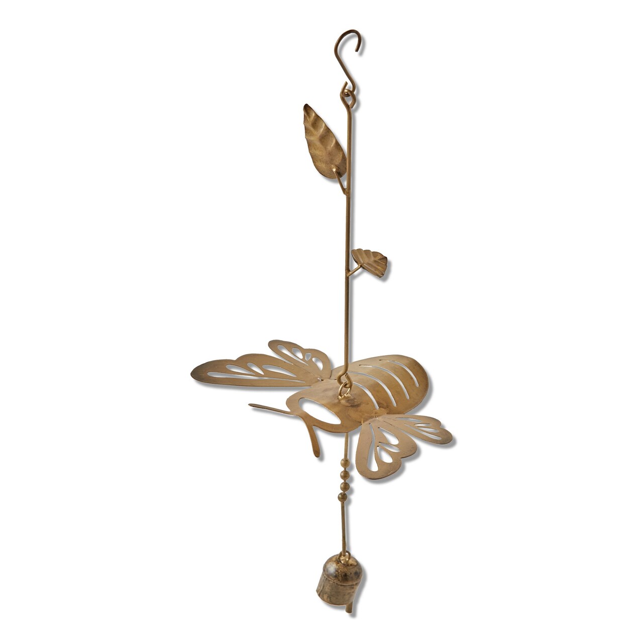 Honey Bee Wind Chime - Antique Brass Decorative Bells for Indoor & Outdoor Use, 17" H x 6.25" L x 4.25" W